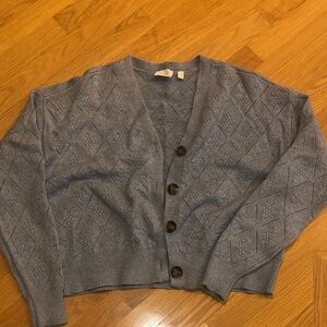 Cyrus Textured Grayish-Blue Cardigan Sweater